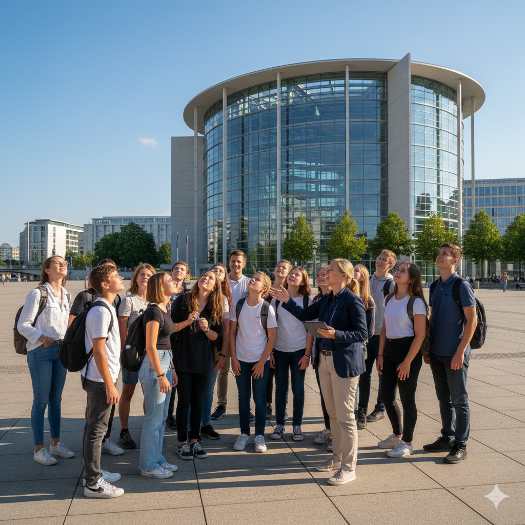 Berlin WelcomeWalk für Schulklassen - Gruppe vor dem Abgeordnetenhaus in Berlin