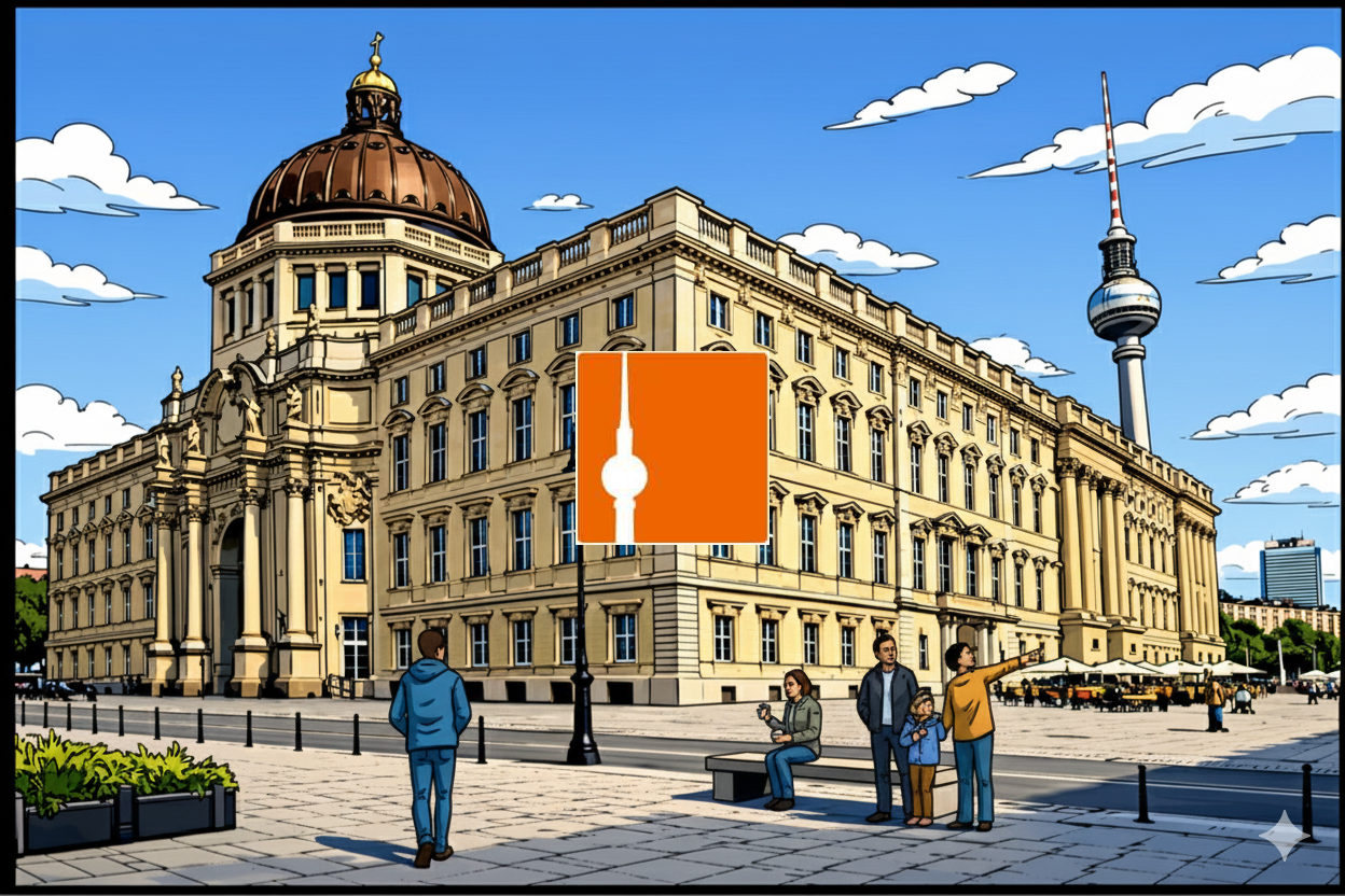 Berliner Stadtschloss mit Fernsehturm im Hintergrund