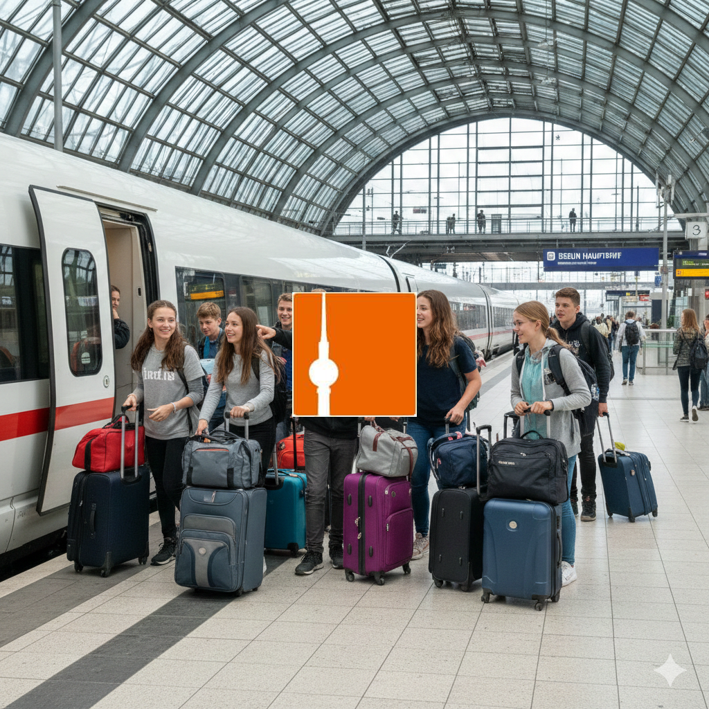 Koffertransport Schulklassen Berlin 01 Koffertransport Schulklassen Berlin – Schulklasse kommt mit viel Gepäck in Berlin an