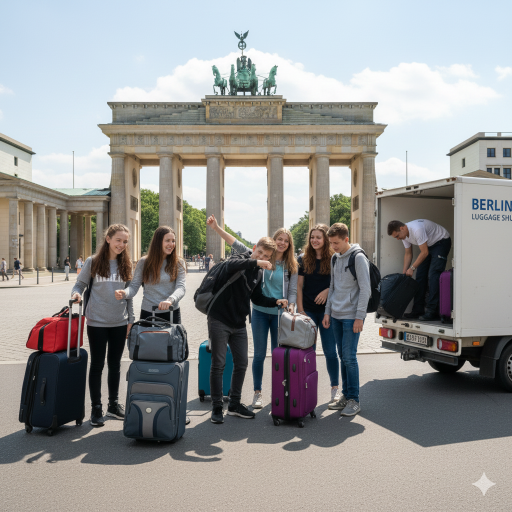 Koffertransport Schulklassen Berlin - Schulklasse bei Gepäckübergabe