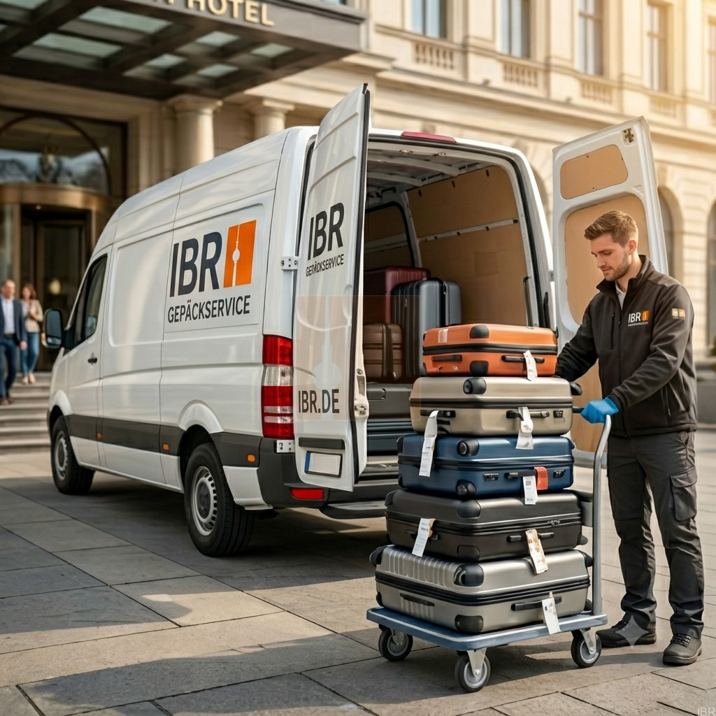 InBerlinReisen-Gepäcktransport-Service Gepäckfahrer beim Einladen von Koffern ins InBerlinReisen-Fahrzeug
