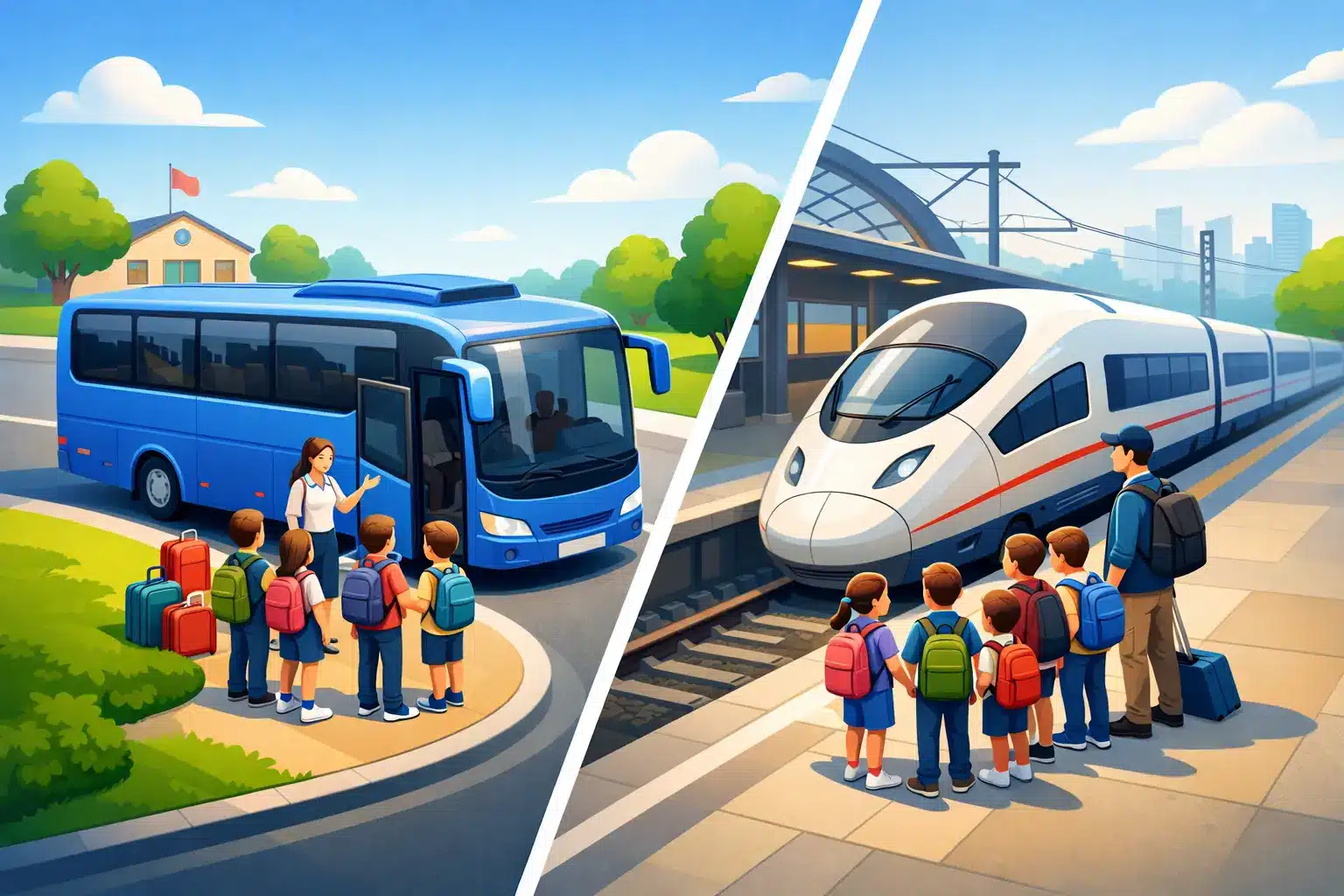 Busreise versus Bahnreise für die Schulklasse