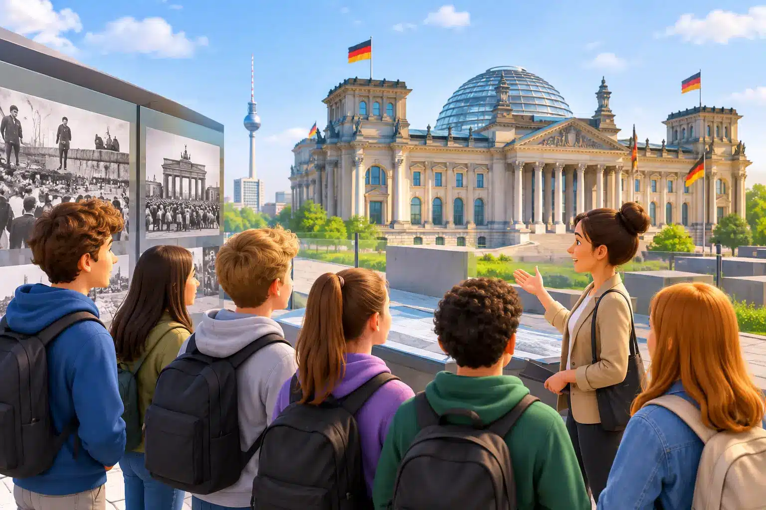Schulklasse erkundet Berliner Demokratiegeschichte